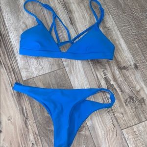 bright blue bikini